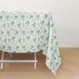 Dusty Sage Green Polyester Square Tablecloth in French Toile Pattern