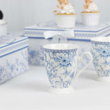 White Blue Chinoiserie Bridal Shower Gift Set, 2 Pack Porcelain Tea Cups With Matching Keepsake Gift