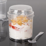 24 Pack Clear Ribbed Plastic Parfait Ice Cream Cups with Lids and Spoons, 5oz Mini Disposable Fruit