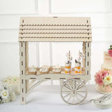 25inch Mini Natural Wooden Candy Cart Cupcake Stand, Tabletop Dessert Display Sweet Stall