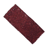 5 Pack | Burgundy 6inch x 15inch Sequin Spandex Chair Sashes, Stretch Fitted Chair Sashes