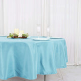 90" Light Blue Polyester Round Tablecloth