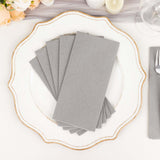 20 Pack | Silver Soft Linen-Feel Airlaid Paper Dinner Napkins