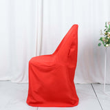 Red Polyester Folding Chair Cover, Reusable Stain Resistant Slip On Chair Cover