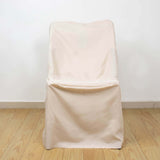 Beige Lifetime Polyester Reusable Folding Chair Cover, Durable Slip On Chair Cover