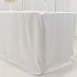 Fitted Polyester 96"x30" Rectangle Tablecloth White with Open Back Design