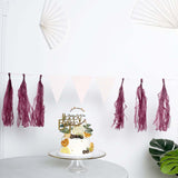 12 Pack | Pre-Tied Eggplant Tissue Paper Tassel Garland With String, Hanging Fringe Party Streamer Backdrop Decor