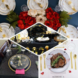 10 Pack | 10inch Gold and White Marble Print Plastic Dinner Party Plates, Disposable Plates