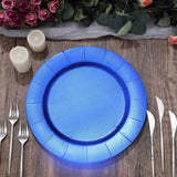 10 Pack | 13inch Royal Blue Leather Textured Disposable Charger Plates