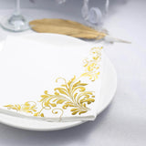 20 Pack | 3 Ply Metallic Gold Intricate Design Paper Dinner Napkins | Wedding Cocktail Napkins