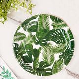 25 Pack | Tropical Palm Leaf Mix 7inch Dessert Disposable Paper Plates, Appetizer Salad Plates