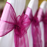 5 PCS | Fuchsia Sheer Organza Chair Sashes