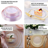 10 Pack | 8inch Très Chic Gold Rim Clear Disposable Salad Plates, Plastic Dessert Appetizer Plates