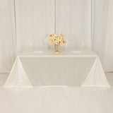 90"x132" Shimmer Pearl White Scuba Rectangle Tablecloth, Wrinkle Free Seamless Premium