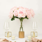 2 Bushes | 17inch Blush Rose Gold Premium Silk Jumbo Rose Flower Bouquet, Floral Arrangements