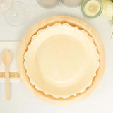 12 Pack | 9inch Natural Birch Wood Scalloped Biodegradable Dinner Plates