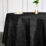 120inch Black Accordion Crinkle Taffeta Round Tablecloth