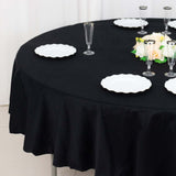 90" Black Round 100% Cotton Linen Tablecloth Washable