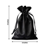 60 Pack 6x9inch Black Satin Wedding Party Favor Bags, Drawstring Pouch Gift Bags