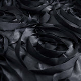 8ftx8ft Black Satin Rosette Event Curtain Drapes, Backdrop Event Panel