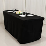 Black Fitted Polyester Rectangle Tablecloth 6ft for Special Size 72x24x30inch Tables