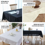 60"x102" Black Rectangle 100% Cotton Linen Tablecloth