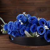 12 Bushes | Royal Blue Artificial Premium Silk Flower Rose Bud Bouquets