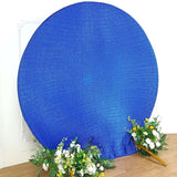 7.5ft Royal Blue Metallic Shimmer Tinsel Spandex Round Backdrop, 2-Sided Wedding Arch Cover