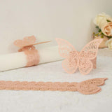 12 Pack | Blush Shimmery Laser Cut Butterfly Paper Chair Sash Bows