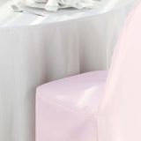 Blush Polyester Banquet Chair Cover, Reusable Stain Resistant Slip On Chair Cover