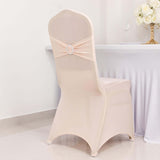 Blush Spandex Banquet Chair Cover with Silver Rhinestone Buckled Sash Band, Stretched Fitted Slip On