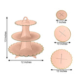 13inch 3-Tier Blush/Rose Gold Cardboard Cupcake Dessert Stand Treat Tower