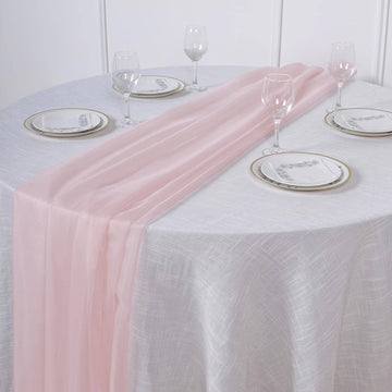 Premium Chiffon 6ft Table Runner Blush - Flowy & Lightweight Table Decor