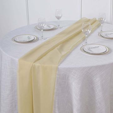 Premium Chiffon 6ft Table Runner Champagne - Flowy & Lightweight Table Decor