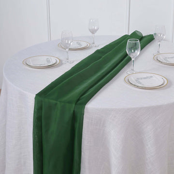 Premium Chiffon 6ft Table Runner Hunter Emerald Green - Flowy & Lightweight Table Decor