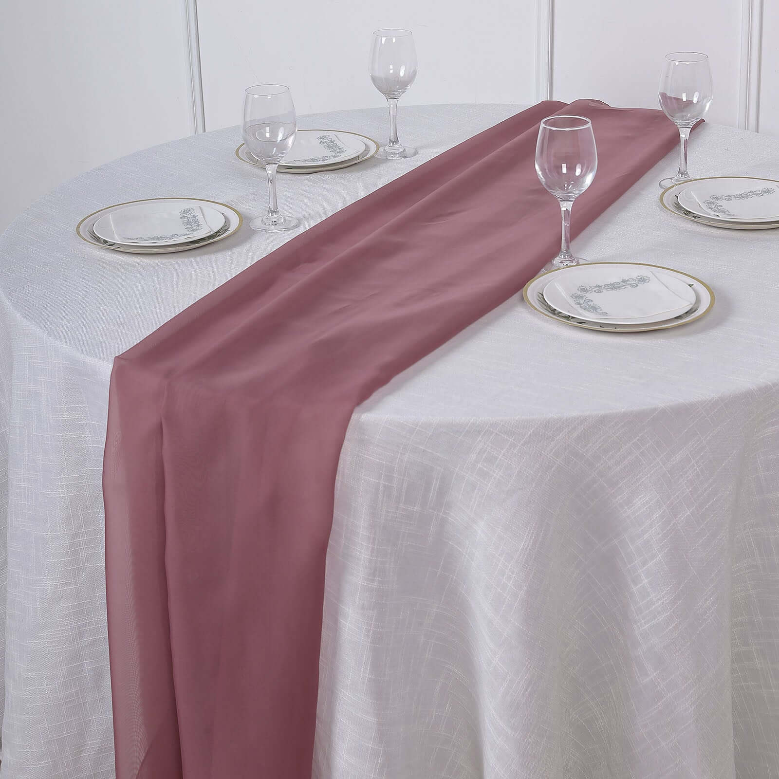 Premium Chiffon 6ft Table Runner Mauve/Cinnamon Rose - Flowy & Lightweight Table Decor