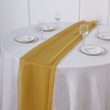 Premium Chiffon 6ft Table Runner Mustard Yellow - Flowy & Lightweight Table Decor