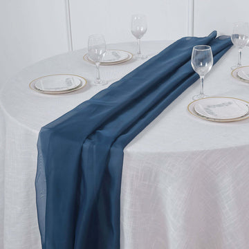 Premium Chiffon 6ft Table Runner Navy Blue - Flowy & Lightweight Table Decor