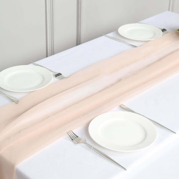 Premium Chiffon 6ft Table Runner Nude - Flowy & Lightweight Table Decor