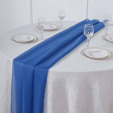 Premium Chiffon 6ft Table Runner Royal Blue - Flowy & Lightweight Table Decor