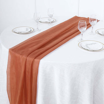 Premium Chiffon 6ft Table Runner Terracotta (Rust) - Flowy & Lightweight Table Decor