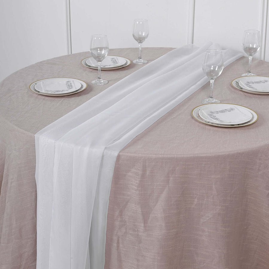 6 FT | White Premium Chiffon Table Runner