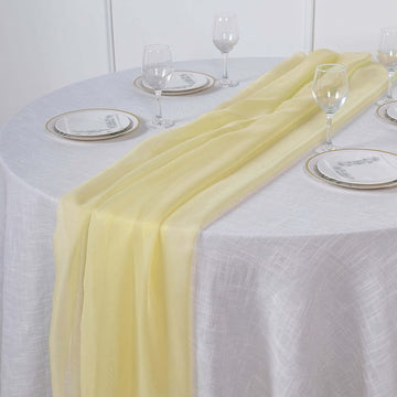 Premium Chiffon 6ft Table Runner Yellow - Flowy & Lightweight Table Decor