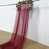 5ftx14ft Premium Burgundy Chiffon Curtain Panel, Backdrop Ceiling Drapery With Rod Pocket