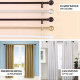 42-126inch Adjustable Curtain Rod Set, Bronze, Round Finials