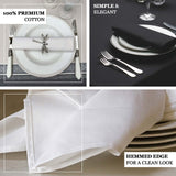 5 Pack | White Commercial Grade 100% Cotton Cloth Dinner Napkins | 20x20Inch