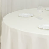 120inch Ivory Cotton Blend Round Tablecloth Seamless for 5 Foot Table