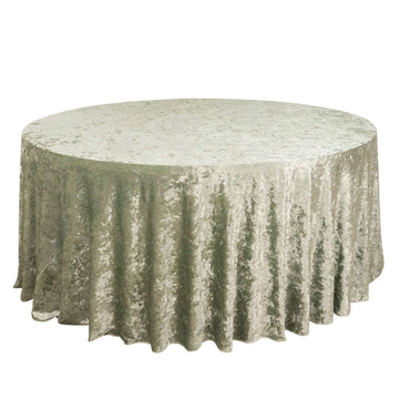 Premium Crushed Velvet 120" Round Tablecloth Sage Green - Reusable Soft & Stylish Seamless Table Cover