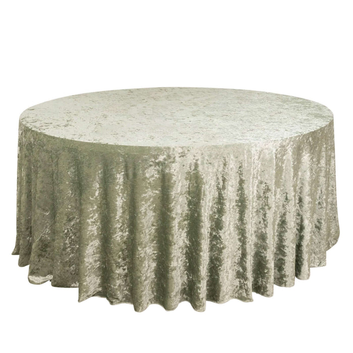 120inch Sage Green Seamless Premium Crushed Velvet Round Tablecloth