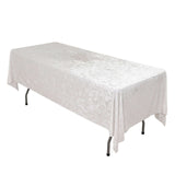 60"x102" White Premium Crushed Velvet Rectangular Tablecloth